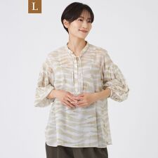【L】【接触冷感】【ウォシャブル】シアーボイルゼブラプルオーバーブラウス
