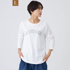 【L】【カタログ掲載品】【ウォッシャブル】スパンコールロゴプルオーバーカットソー