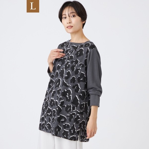 【L】【ウォッシャブル】ジオメトリックパンサーチュニックカットソー