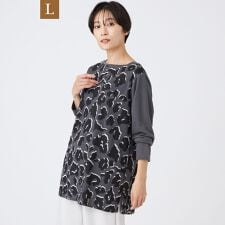 【L】【ウォッシャブル】ジオメトリックパンサーチュニックカットソー
