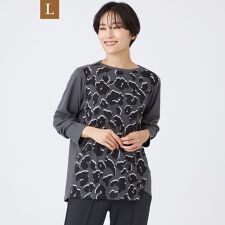 【L】【ウォッシャブル】ジオメトリックパンサーカットソー