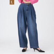 エヴェックス バイ クリツィア(EVEX by KRIZIA)の【L】【カタログ掲載品】【マシンウォッシャブル】パンチングデニムコンビタックバレルパンツ