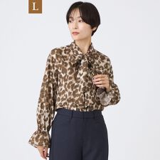 【L】【カタログ掲載品】【マシンウォッシャブル】パンサープリントボウタイブラウス