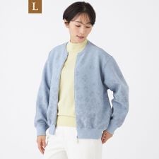 【L】【ウォッシャブル】パンサーグラデーションニットブルゾン