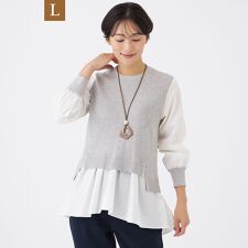 【L】【カタログ掲載】【ウォッシャブル】ドビーストライプシャツコンビニット