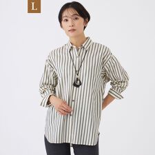 【L】【カタログ掲載】【ウォッシャブル】ジャカードラメストライプシャツ