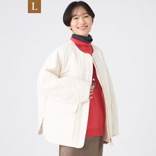 【L】【カタログ掲載】【マシンウォッシャブル】アニマルキルトノーカラージャケット