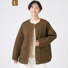 【L】【カタログ掲載】【マシンウォッシャブル】アニマルキルトノーカラージャケット