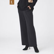 【L】【マシンウォッシャブル】バックスエードダンボールニットストレートパンツ