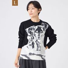 【L】【カタログ掲載】【ウォッシャブル】ウルフインターシャニットプルオーバー
