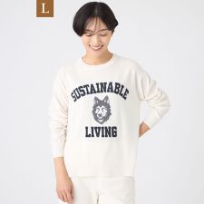 【L】【SANYO Style EDITION掲載】【ウォッシャブル】ウルフカレッジロゴニットプルオ