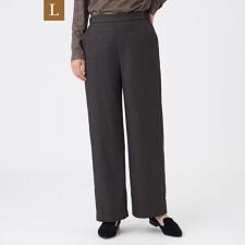 【L】【カタログ掲載】【ウォッシャブル】ラメグレンチェックブラッシュドストレートパンツ