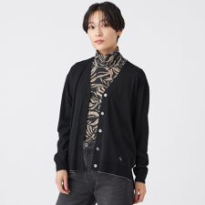 【L】【ウォッシャブル】ハイゲージラインニットカーディガン