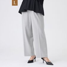 【L】【美シルエット・ウォッシャブル】ストレッチツイルタックパンツ