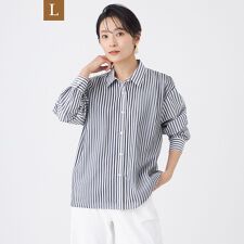【L】【カタログ掲載・ウォッシャブル】レイヤードストライプシャツ