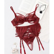 ツーハッチ(tu-hacci)のシャルムオープンブラ＆オープンクロッチショーツ＆ガーターベルト