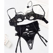 ツーハッチ(tu-hacci)のシャルムオープンブラ＆オープンクロッチショーツ＆ガーターベルト