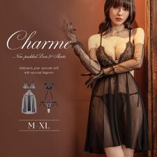 ツーハッチ(tu-hacci)のシャルムチュールベビードール＆サイドリボンTバックショーツ＆レースチョーカー