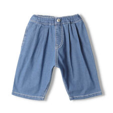 ストレッチデニム6分丈タックハーフパンツ