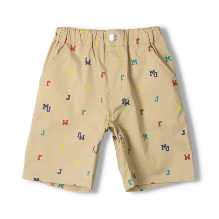 ロゴ総柄ストレッチダンプ5分丈ハーフパンツ