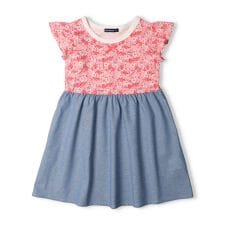 花柄ダンガリー切替ワンピース