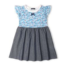 花柄ダンガリー切替ワンピース