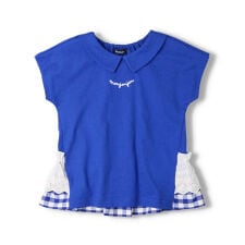 フリル衿付き半袖チュニックTシャツ