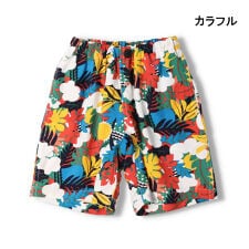 ボタニカル柄レーヨン5分丈ハーフパンツ