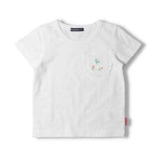 花刺繍入りポケット半袖Tシャツ
