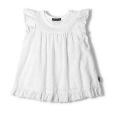 レース切替袖フリルチュニックTシャツ