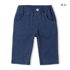デニムニットスキニー6分丈ハーフパンツ