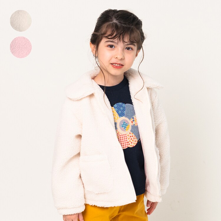 moujonjon ベビーアウター ピンク/ホワイト ☆送料込み☆Mou jon jon撥水加工 スノーコンビ『チェリー柄