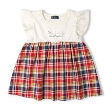 チェック柄切替チュニックＴシャツ