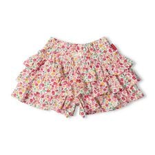 小花柄・無地ダンガリーフリルショートパンツ