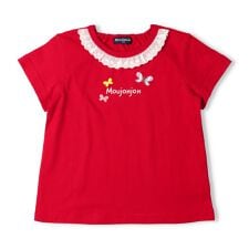 ちょうちょアップリケ衿レース半袖Ｔシャツ