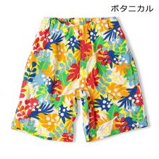 昆虫・ボタニカル柄レーヨン５分丈ハーフパンツ
