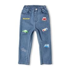 車プリントデニムパンツ