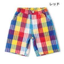 ストライプ・チェック柄5分丈ハーフパンツ