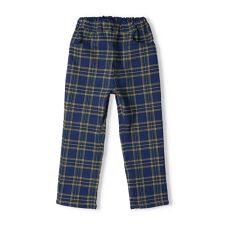 チェック柄のびのびツイル長パンツ
