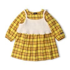 ムージョンジョン(moujonjon)のビスチェ付ネルチェック柄長袖ワンピース