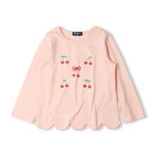 ハート・チェリープリント裾スカラップ長袖Ｔシャツ