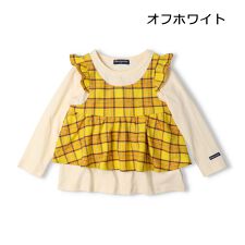 チェックチュニック重ね着風長袖Ｔシャツ