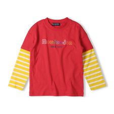 袖ボーダー切替ロゴプリント長袖Tシャツ