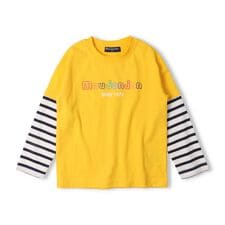 袖ボーダー切替ロゴプリント長袖Tシャツ