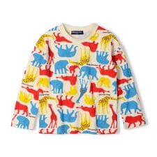 動物・車総柄接結長袖Tシャツ