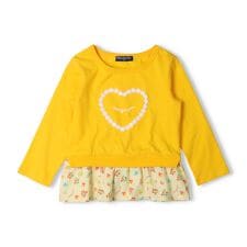 レースハート裾小花柄切替長袖Tシャツ