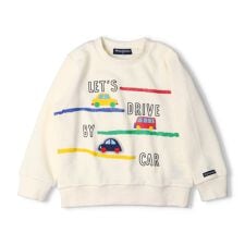 車ワッペンプリント裏毛トレーナー