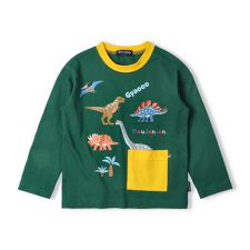 恐竜プリント刺繍長袖Ｔシャツ