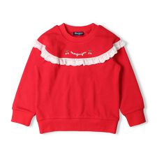 さくらんぼ刺繍レース付裏毛トレーナー