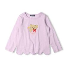 くま・うさぎプリント裾スカラップ長袖Ｔシャツ